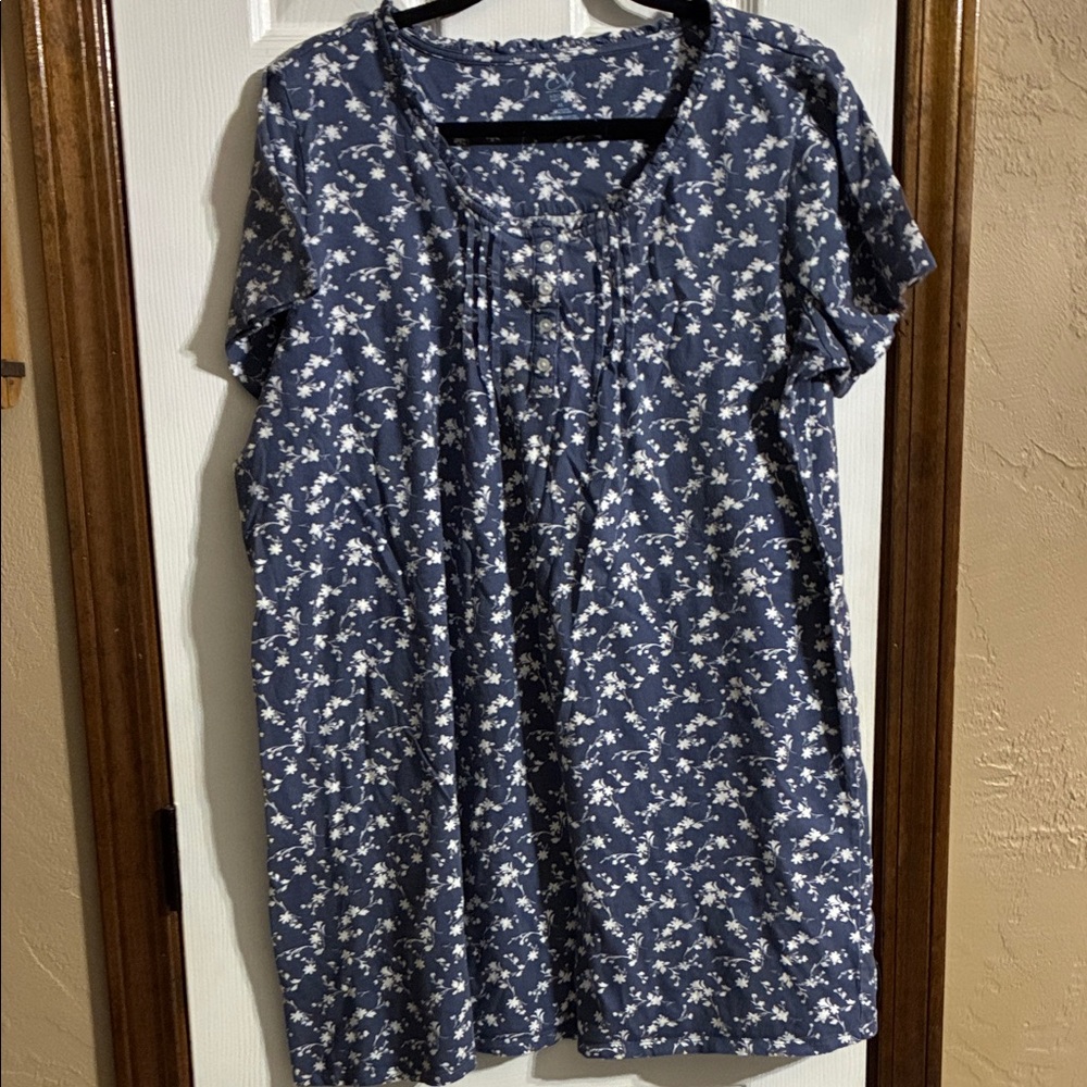 Adonna Sleepwear Blue Floral Nightgown
